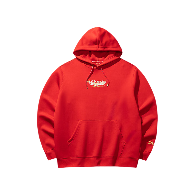 ANTA Wang Yibo Collaboration | Good Things Happen in Your Zodiac Year Red Hooded Sweatshirt Loose Top 152518702