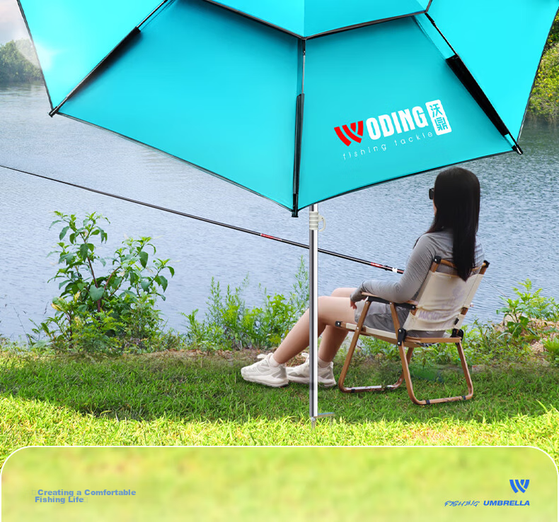 Woding Fishing Umbrella Full Stainless Steel Pole Sunshade Reinforced Thickened 10-Layer Stormproof Fishing Umbrella Camping Outdoor Beach Umbrella 2