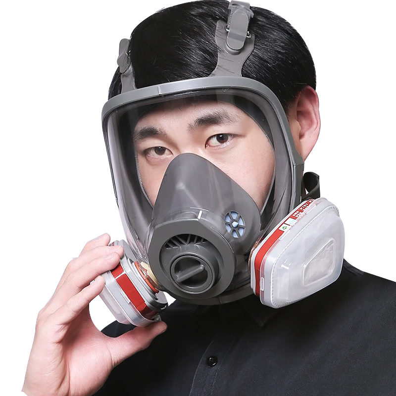 Leyoubai Easy Anti-Toxic Full Face Mask for Ammonia and Organic Derivative Gases, Dual-Purpose Dust and Toxic Mask for Fertilizer Plant Chemical Industry, Firefighter Respirator Mask