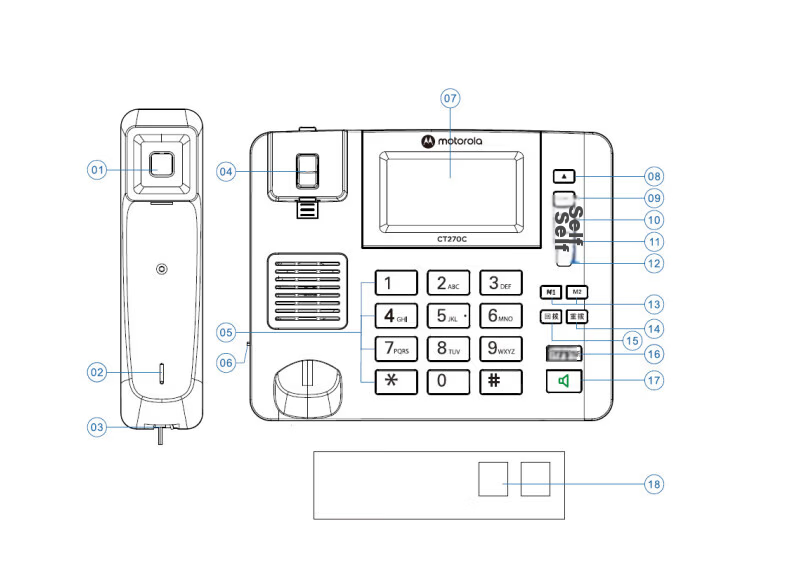 Motorola CT270C Desk Phone Fixed Landline Three-Level Flip Large Screen One-Key Dial Office Home Manager Phone Black 23