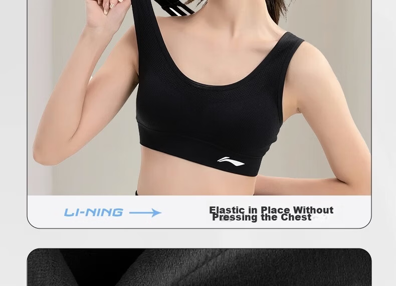 LI-NING Women's Sports Bra Yoga Fitness Medium Support Quick-Dry Breathable Tank Top Running Pink M 19