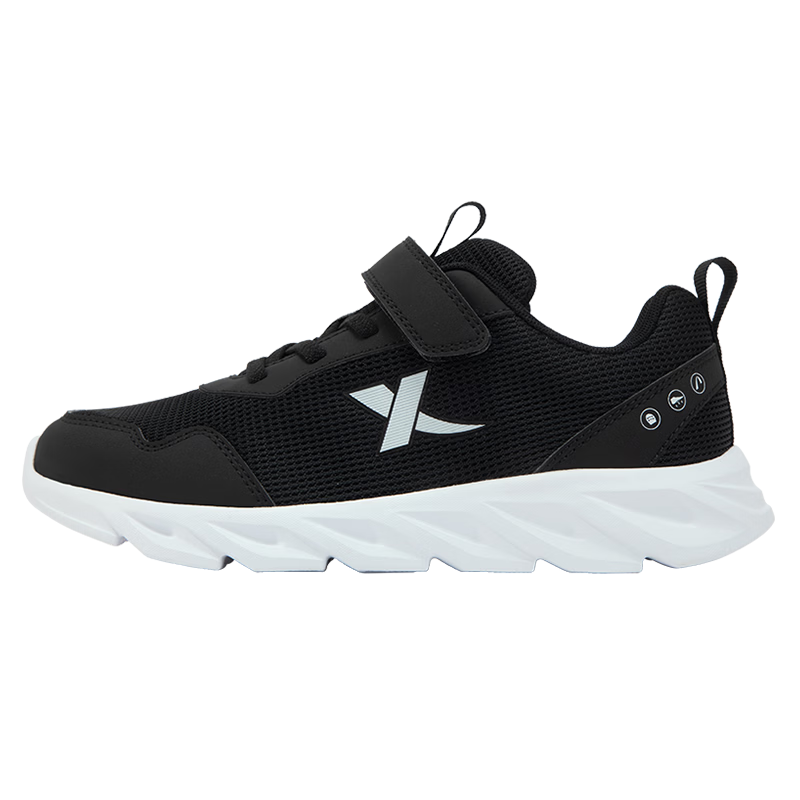 XTEP Kids Basic Sports Shoes Student Campus Versatile Velcro Running Shoes Black/XTEP White Size 35
