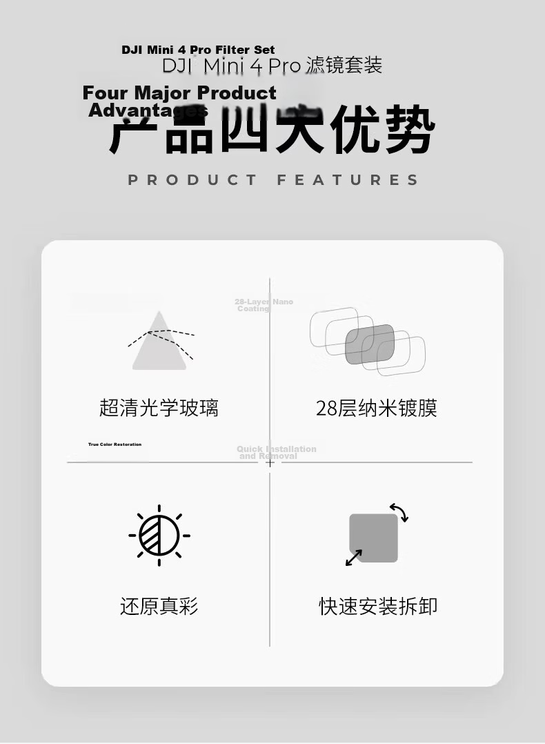 K&F CONCEPT DJI Mini 4 Pro Filter Set ND3 Pack ND16+ND64+ND256 CPL UV Lens Filters 3