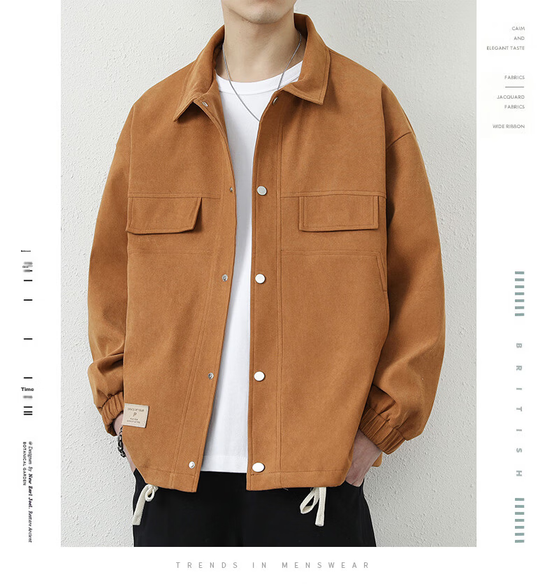 Dingfengbaoluo Men's Jacket, Summer Casual Versatile Lapel Loose Trendy Workwear Retro Coat 2303 Forest Green M 22