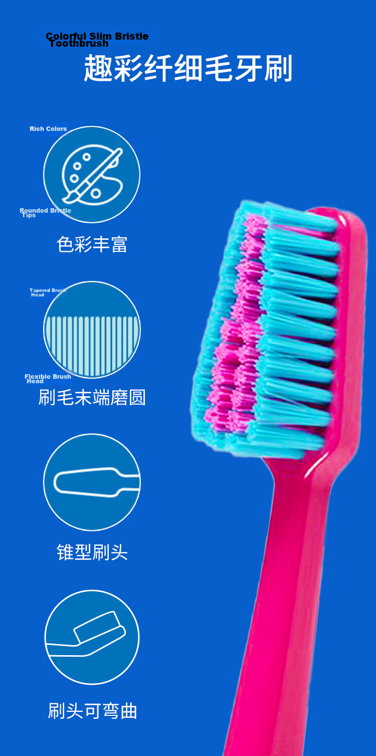 Tepe Swedish Imported Fun Slim Medium Bristle Toothbrush Adult Small Head Tapered Brush Tooth Stain Removal Unisex - Cute Rose Red 7