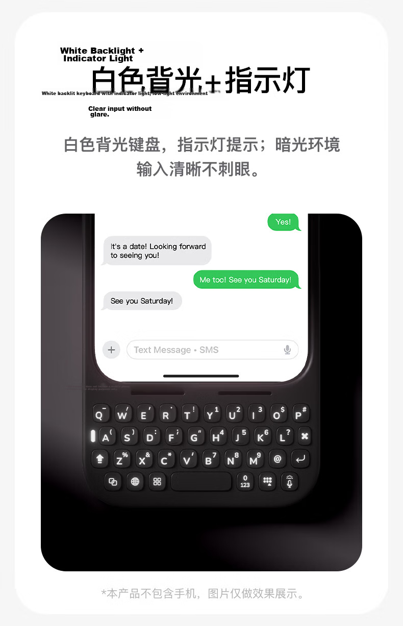 AKKO MetaKey Apple IPhone 17 Pro Max Phone Keyboard Back Clip Integrated Phone Case, External Physical Keyboard with BlackBerry Feel, Supports Magnetic Attachment, Purple 5