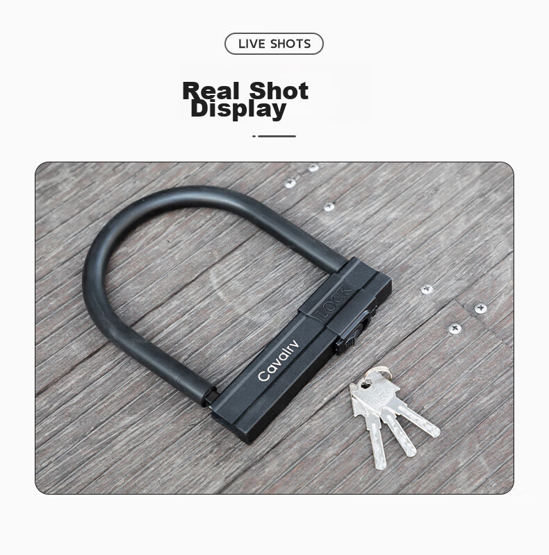 CAVALRY Bicycle Motorcycle U-Lock Hydraulic Shear Resistant Anti-Theft Lock Electric Mountain Bike Riding Gear Accessories Black 13