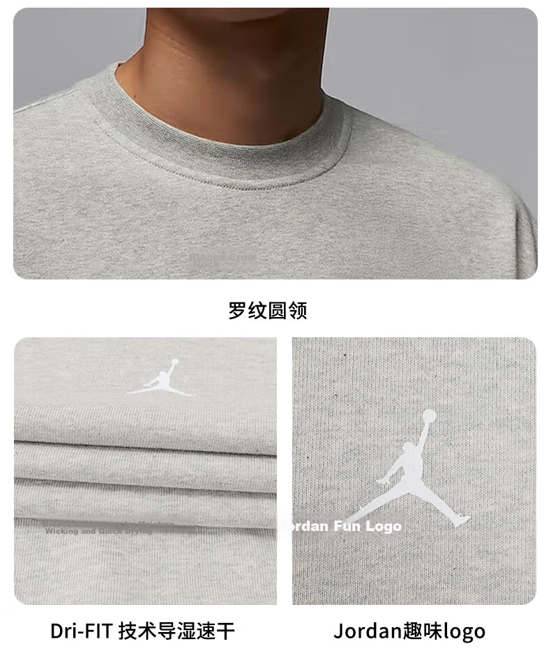 Jordan Men's Jordan Fly Logo Knitted Terry Round Neck Pullover Sweatshirt FV8625-010 Black M 6