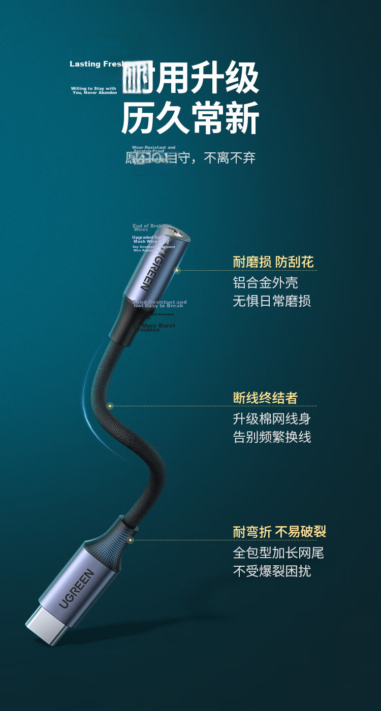 UGREEN Type-C to 3.5mm Headphone Adapter with DAC Chip Audio Converter for iPad Pro, iPhone 17/16, Huawei Mate60/P70 8
