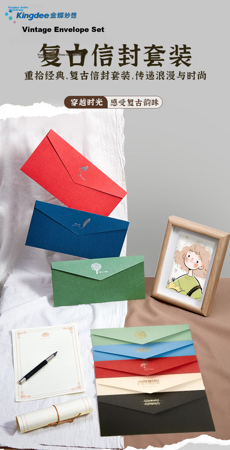 Kingdee Envelope And Letter Paper Set, Instagram-Style High-Quality Aesthetic Ceremonial Handwritten Romantic Love Letter, Creative Gift for Girlfriend, 4 Envelopes And 8 Sheets of Letter Paper, Blue, BCBQ149 1