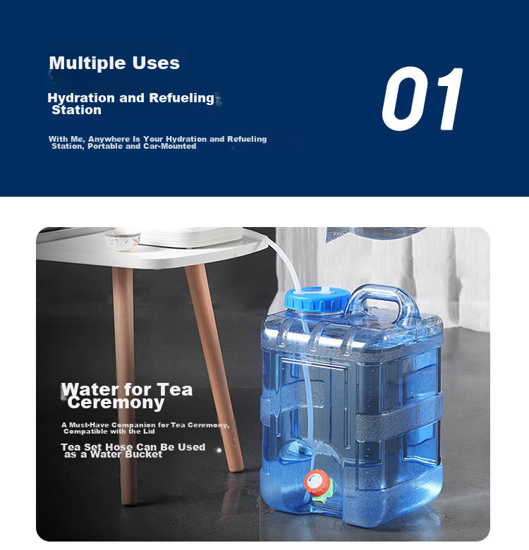 MAXCOOK Pure Water Bucket Mineral Water Bucket with Tap 10L Portable Outdoor Square MCX1856 5