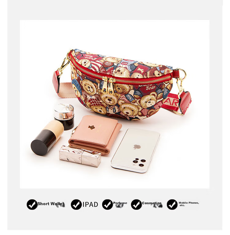 Bear Affection Women's Sports Running Multifunctional Lightweight Chest Bag Wide Shoulder Strap Single Shoulder Crossbody Bag Valentine's Day Gift 12