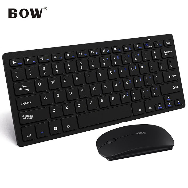 B.O.W Hangshi HW098 Wireless Keyboard and Mouse Set for Laptop, External Desktop, Small Home Office, Silent USB Chocolate Portable 78-Key White