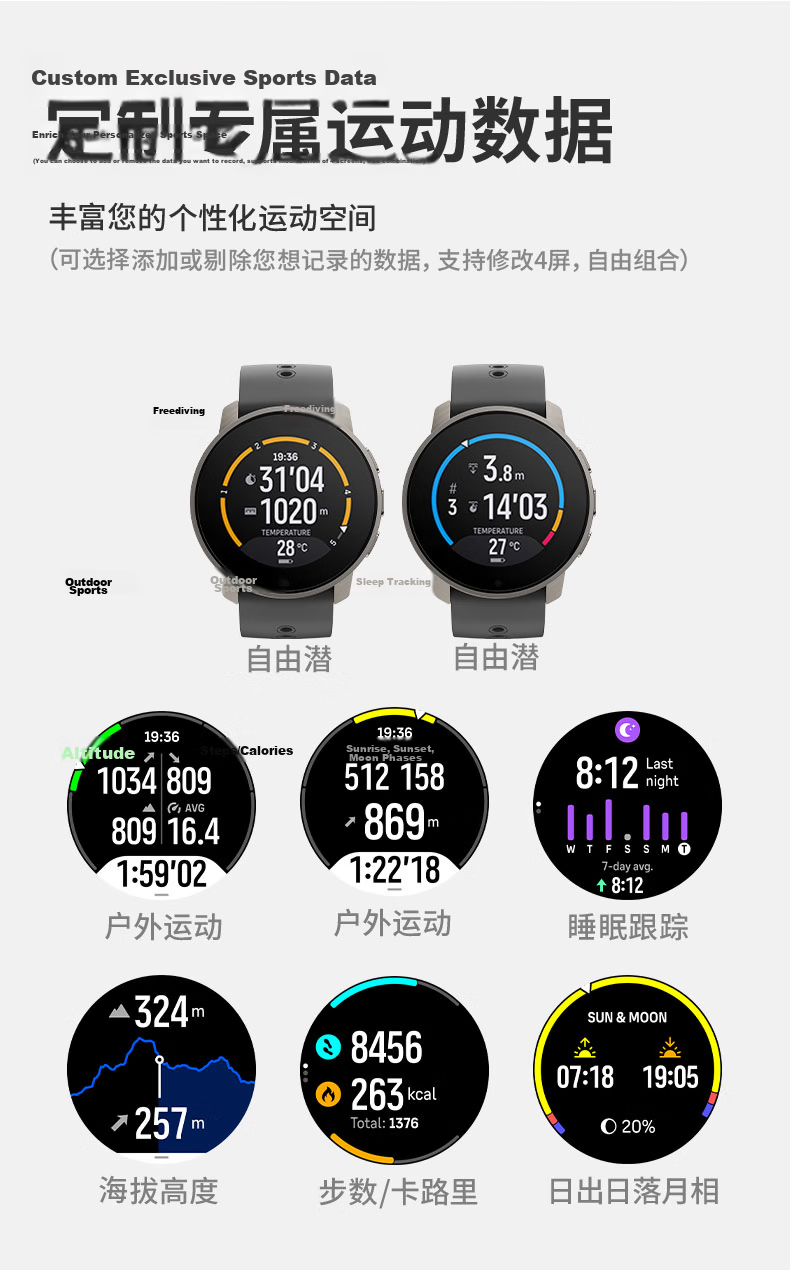 SUUNTO 9 PeakPro Outdoor Sports Watch, Lightweight Multifunctional Heart Rate Blood Oxygen Running Smartwatch, Stainless Steel Black 10
