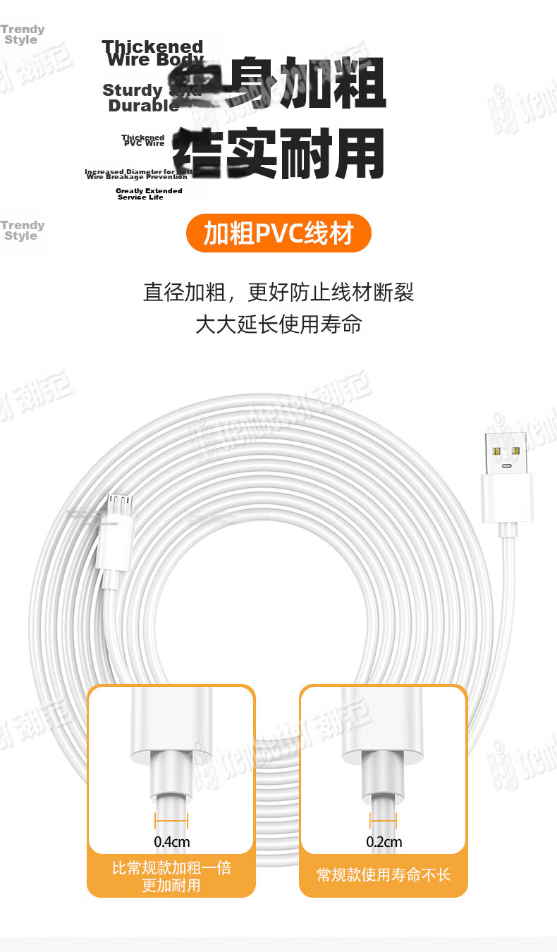 ChaoFan Compatible Power Extension Cable for Xiaomi 2K PTZ Camera 3M, Ezviz, Lechange 360, Huawei, Xiaopai, Xiaobai, TP-Link Surveillance Power Cable, Android Charging Cable 6