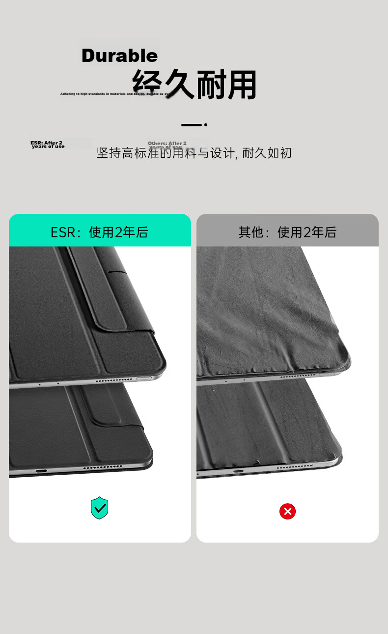 ESR Compatible with IPad Mini 7/6 Case, 2024 New Mini Protective Cover, 8.3-Inch A17 Pro Apple Tablet, Magnetic Double-Sided Clamping, Slim Heat Dissipation, Silver-Gray Color 4