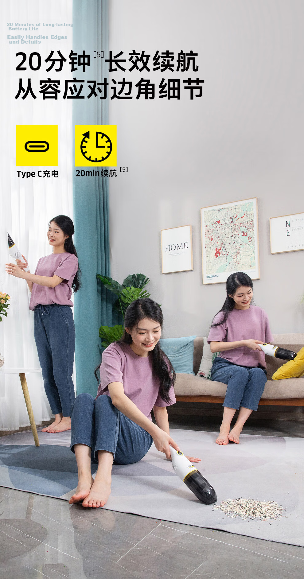 KARCHER German Cordless Handheld Vacuum Cleaner Small Home Powerful Car Portable CVH3 3