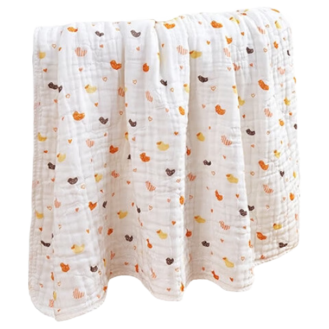 PurCotton Children's Bath Towel, Pure Cotton Breathable Gauze Bath Towel, Newborn Baby Bath Large Towel, Little Duck Design, 95*95cm
