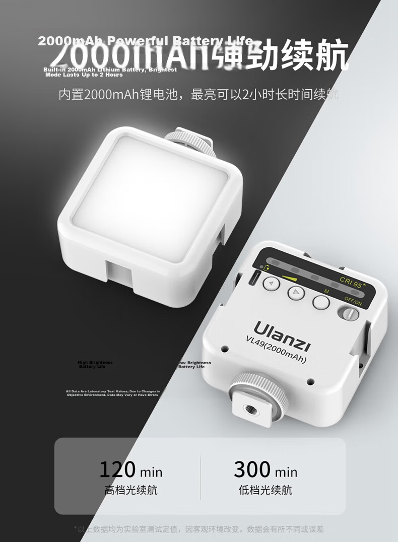 Ulanzi VL49 (White) Live Streaming Fill Light Photography LED Portable Soft Light Hot Shoe Beauty Portrait Vlog Handheld Lighting Lamp 7