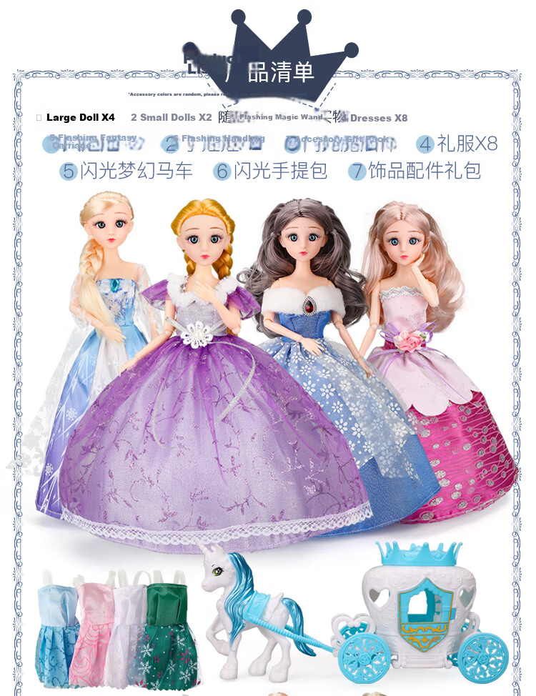 AoZhiJia Children's Toy 3-6 Years Old Girls Dress-Up Doll Set Starry Wand Princess House Pretend Play Birthday Gift 18