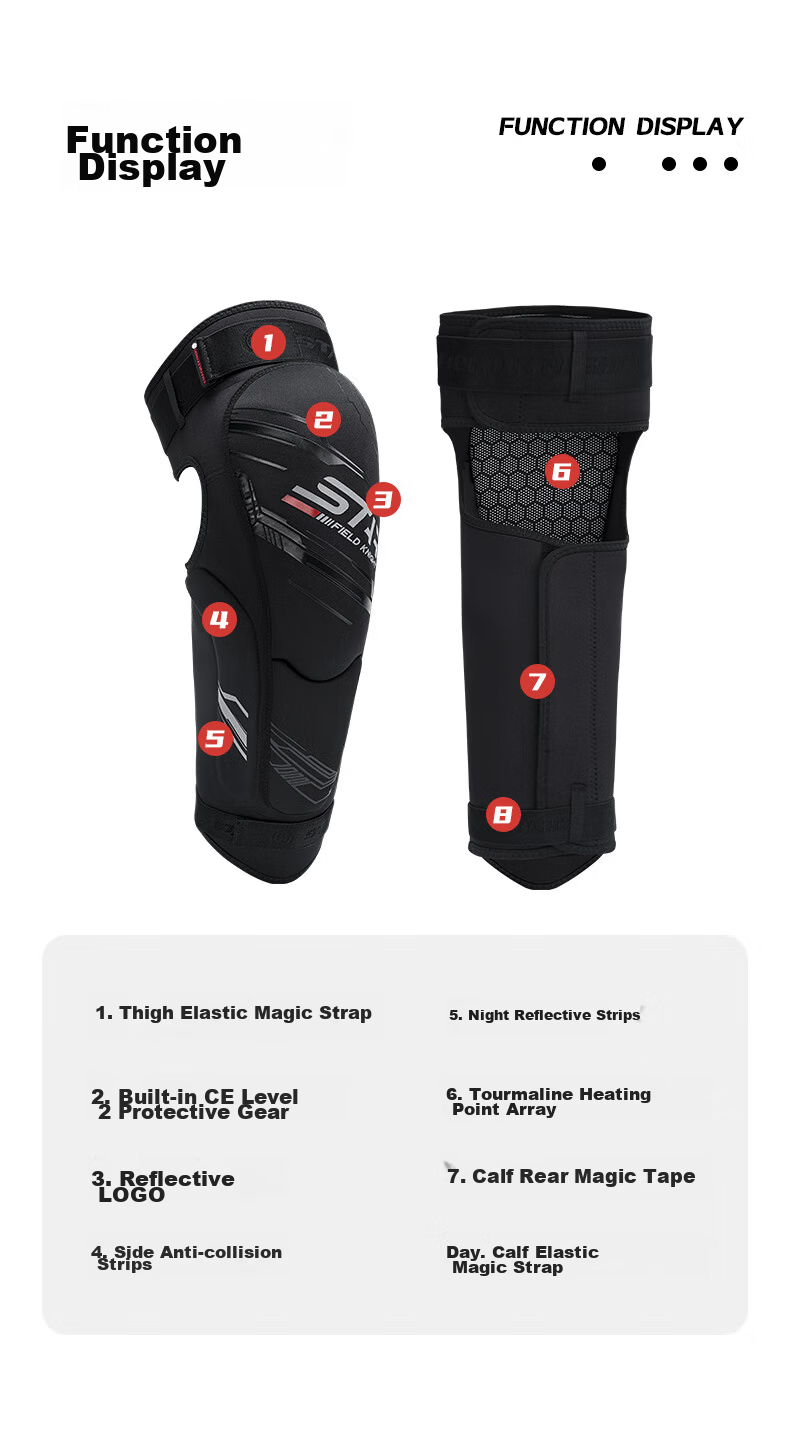 STAR FIELD KNIGHT Motorcycle Riding Knee Guards Four-Season Anti-Fall Wear-Resistant CE Certified Biker Gear Black Size M 3
