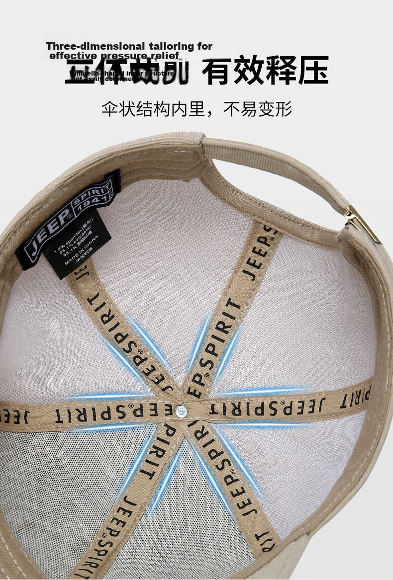 JEEP Baseball Cap for Men And Women, Fashionable Simple Visor Cap, Sun Hat for Sun Protection, A0364 6