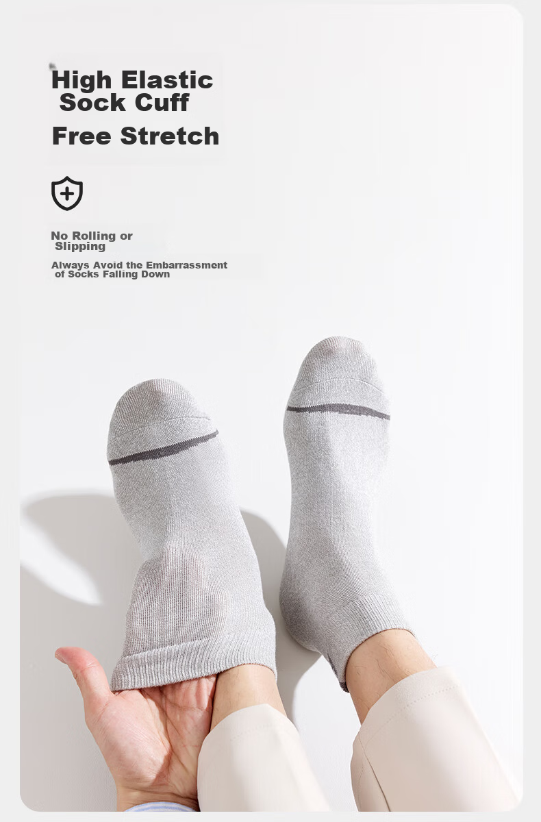 Liangrenfang Men's Summer 100% Cotton Antibacterial Deodorant Socks Sweat-Absorbing Breathable Durable Mid-Calf Socks 10