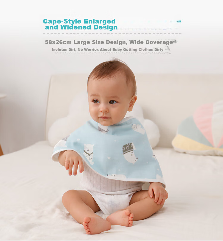 Xiqinbao Baby Burp Cloth, 6-Layer Gauze, Newborn Bib, Baby Cloud Pillow [2-Pack Class A], Blue 8