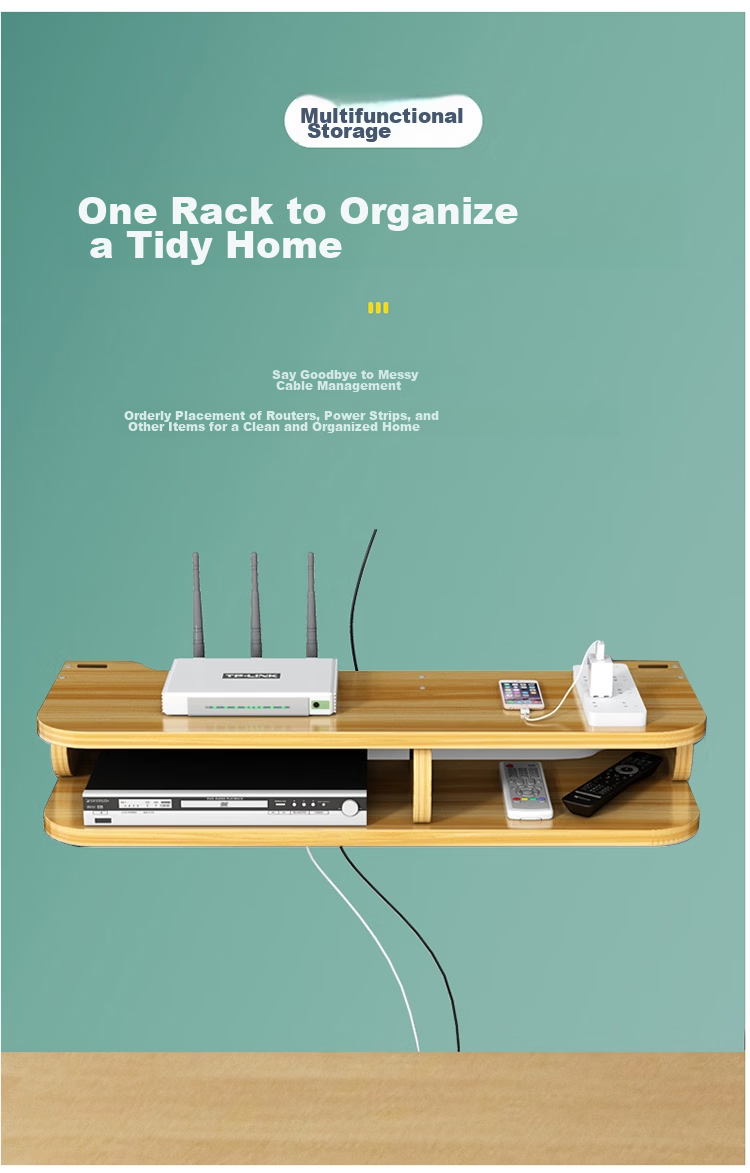 Anerya TV Box Shelf, No Drilling Required, Wall-Mounted Storage Rack, Living Room TV Stand, Bedroom Router And Set-Top Box Holder 2