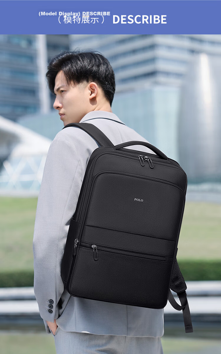 POLO Men's Business Backpack 15.6/16 Inch Laptop Bag Large Capacity Commuter Travel Bag 18