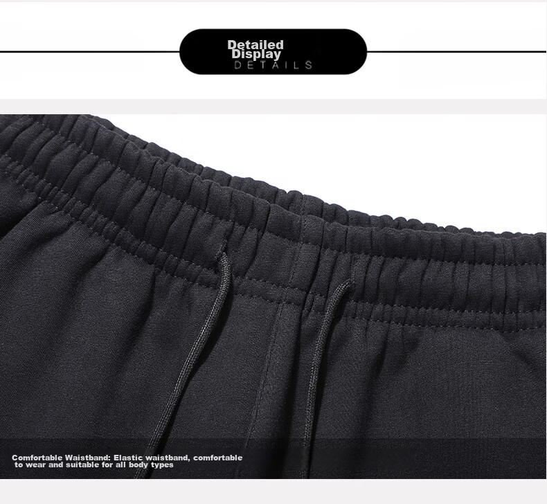 JEEP SPIRIT Men's Sweatpants, Autumn And Winter Casual Style for Young And Middle-Aged, Solid Color Winter Loose Fit, Dark Gray Tapered Leg Fleece-Lined, 5XL 28