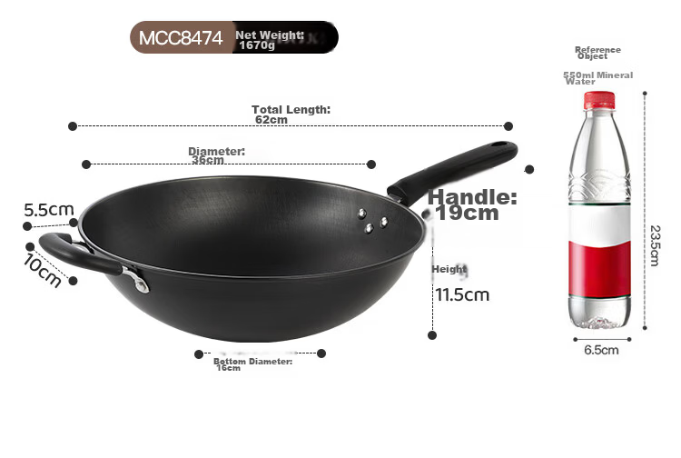 MAXCOOK Cast Iron Wok, Iron Pan 32cm, Fish Scale Pattern Wok, Compatible with Gas And Induction Stoves, Uncoated MCC9977 17