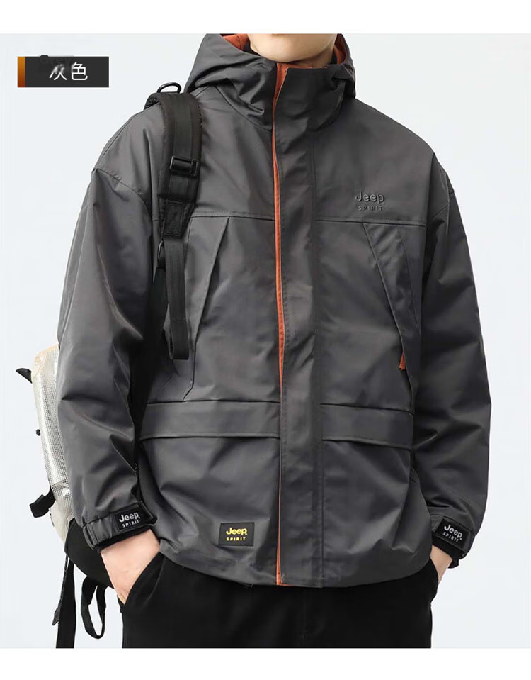 JEEP SPIRIT Men's Spring Autumn Windproof Tactical Jacket Casual Coat Gray XL 16