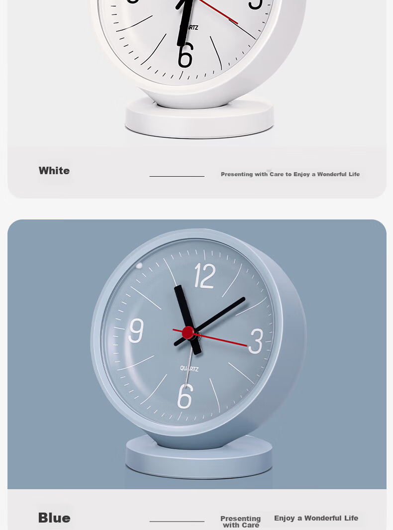 Deli Newsea Minimalist Pointer Alarm Clock One-Touch Snooze Soft Night Light Bedroom Bedside Round Desktop Fashion Clock Green NS886 Back-to-School Essential Gift 11