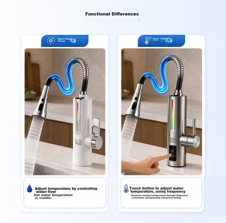 AUX Electric Hot Water Tap, Instant Heating Faucet, Dual-Use for Cold And Hot Water, Kitchen And Balcony Household Water Heater 2