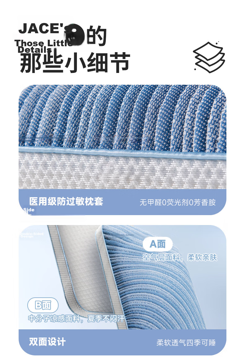 JaCe Natural Latex Spring Pillow Core Cervical Pillow Side Sleep Anti-Snore Adult Special Exquisite Gift Box (Medium) 23