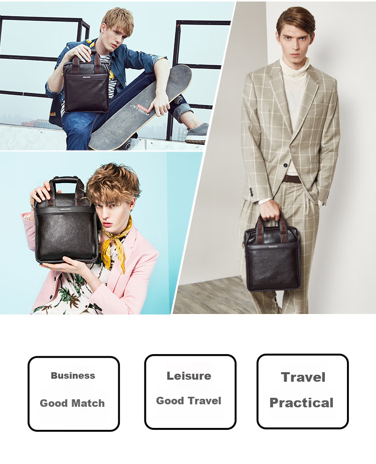 BOSTANTEN Men's Shoulder Crossbody Bag, Trendy Student Backpack, Large Capacity Multifunctional Handbag, Top-Grain Leather Briefcase 14