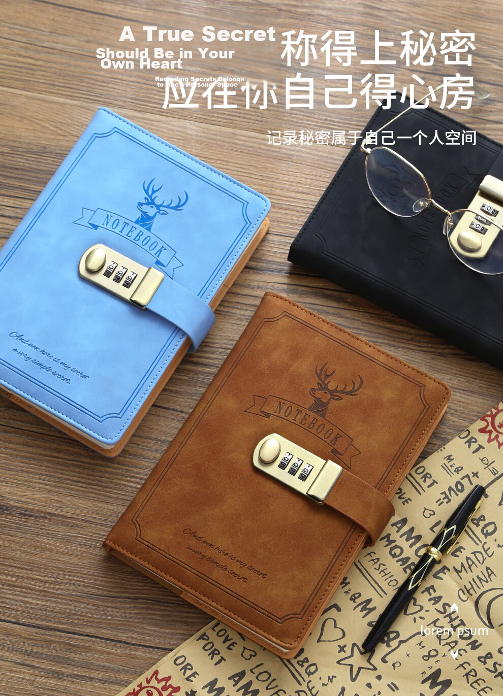Faramon Vintage Lockable Creative Diary Notebook Simple A5 Thickened Journal Student Stationery Red 3