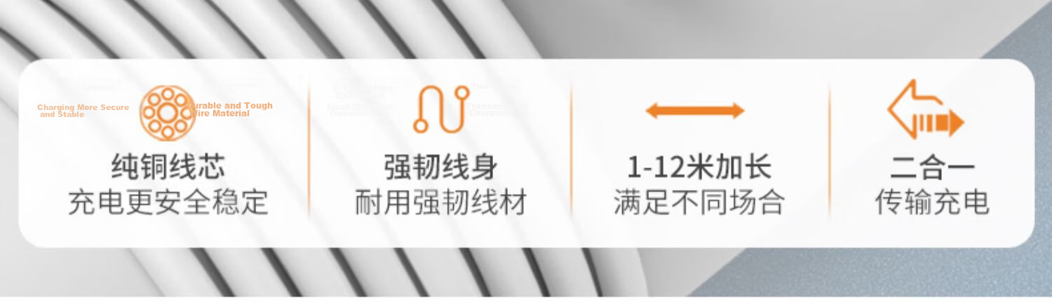 Xuanyi 8M Extended Data Cable Compatible with Apple 17/16/15, Huawei, Xiaomi, Honor, OPPO, Vivo, Redmi, OnePlus Type-C Charging Cable 3