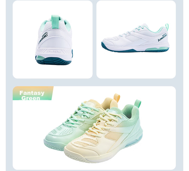 KAWASAKI Unisex Badminton Shoes Non-Slip Shock Absorption Professional Training Competition Sports Shoes Whale Dream Fantasy Green Size 37 13