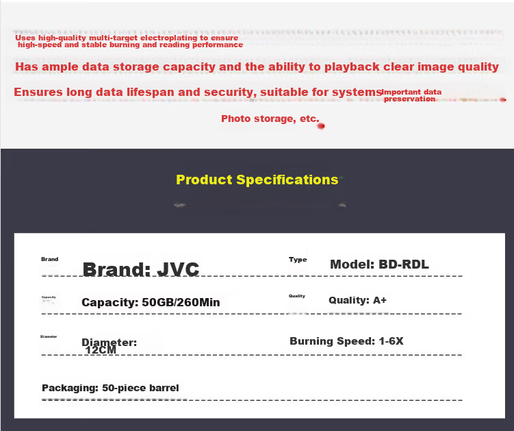 JVC BD-R XL 100GB Archive-Grade Blu-Ray Disc/Recordable Disc, Large Capacity Optical Disc, Printable, Single Disc in Box, Safe Recording, Long-Term Preservatio 3