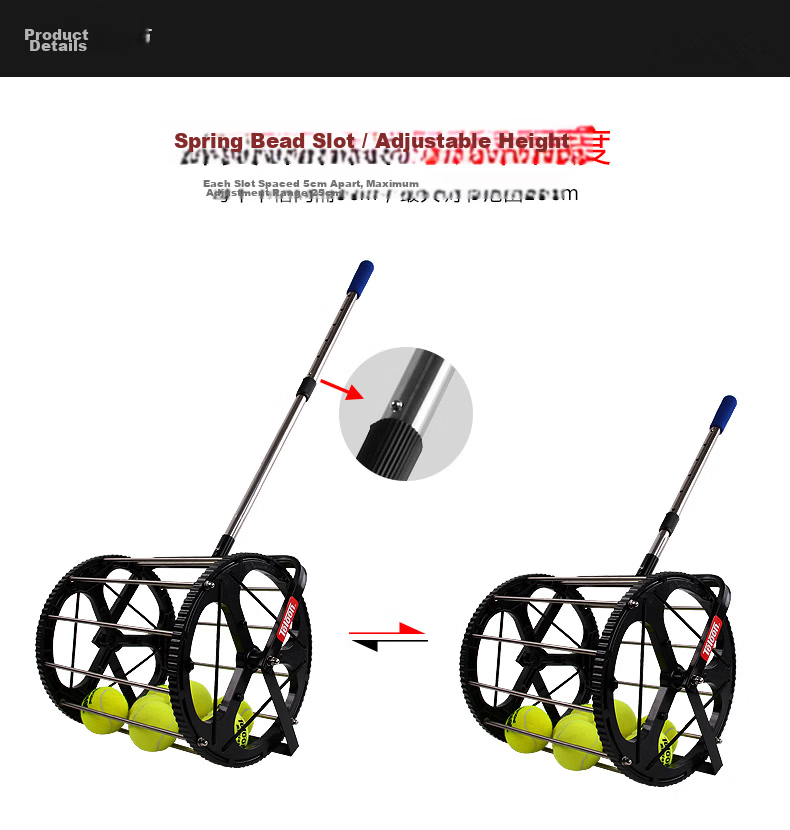 Teloon Portable Detachable Metal Tennis Ball Picker Basket 60 Balls T115-60 3