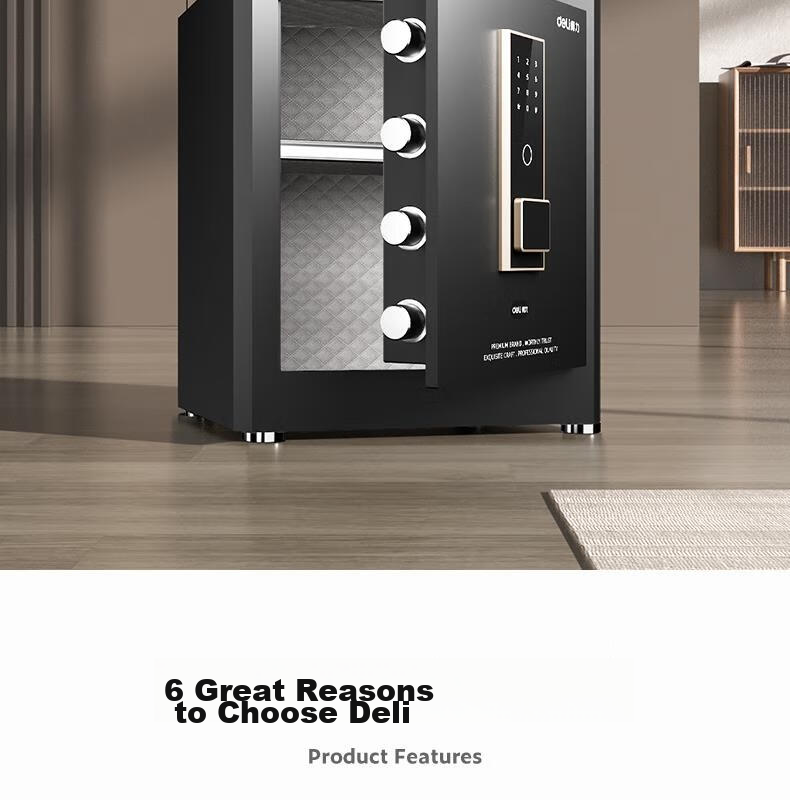 Deli Home Safe Electronic Password Office Financial Use All-Steel Anti-Theft Anti-Move Wardrobe Compatible Hongya Series 45cm Black AE64-M 4