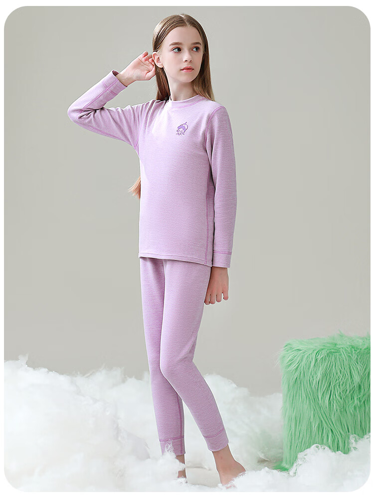 MiiOW Children's Thermal Underwear Set for Boys with Wool And Silk, Autumn Top And Pants, for Older Children's Pajamas, Blue, Size 170 21