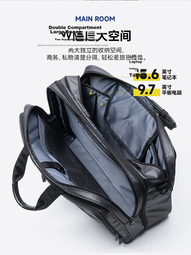 SANWA 15.6-Inch Large Capacity Laptop Bag, Handheld Water-Resistant Backpack, Multifunctional Shoulder Crossbody Bag, 28L 9