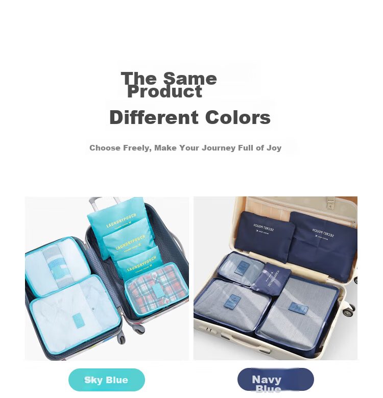 Xinqin Travel Toiletry Storage Set 6-Piece Navy Blue Organizer Bags for Luggage and Clothing 5