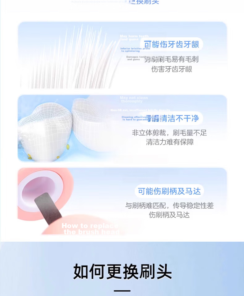 Dongnailun Compatible with Xiaomi Electric Toothbrush Heads T200/T200C Sonic Electric Toothbrush Heads, Pack of 6, Standard Cleaning Type 11