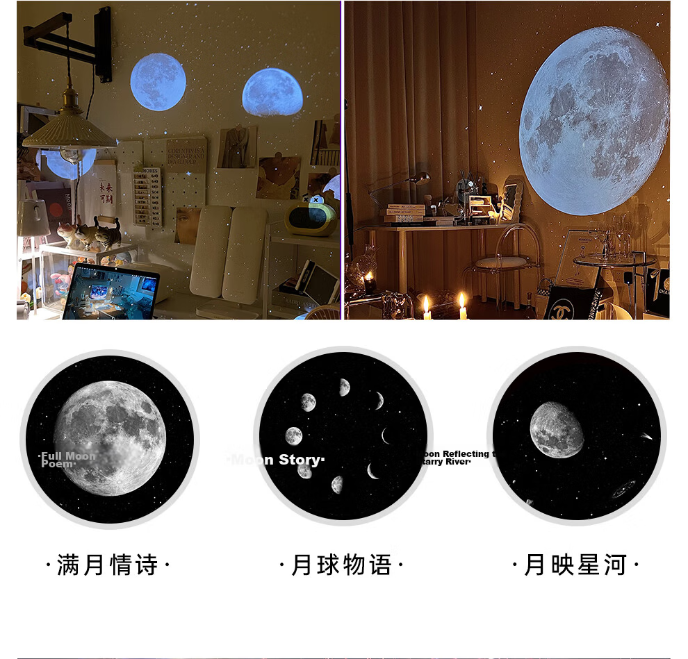 POCOCO Starry Sky Projector Night Light Bedroom Atmosphere Small Night Lamp Gift for Girlfriend Qixi Festival Starry White 12