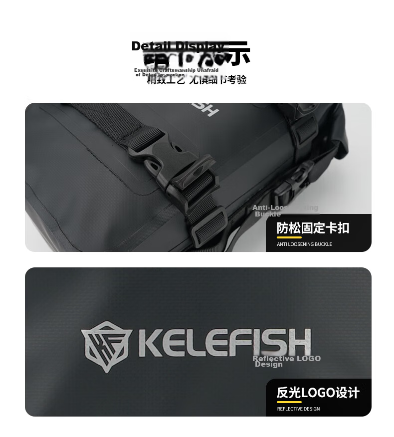 KELEFISH Motorcycle Guard Edge Protective Reflective Side Bag Waterproof Travel Hanging Bag Carbon Fiber 8-10*1 11