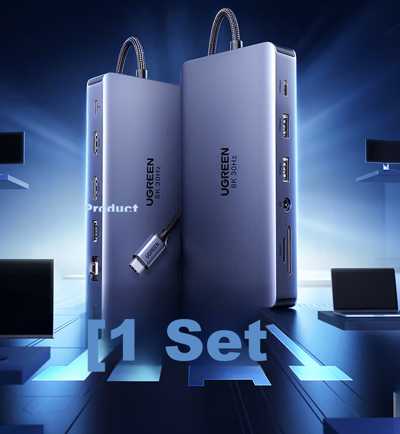 UGREEN Type-C 3.2 Dual HDMI Triple-Screen Display Docking Station USB-C Compatible Thunderbolt 4/5 Expansion Dock 10G Multi-Functional Adapter 4K60Hz Multi-Screen Extension Suitable for Huawei Computers 4